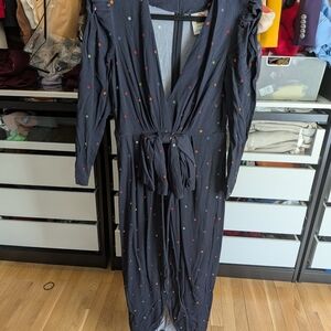 Elegant Polka Dot Wrap Dress